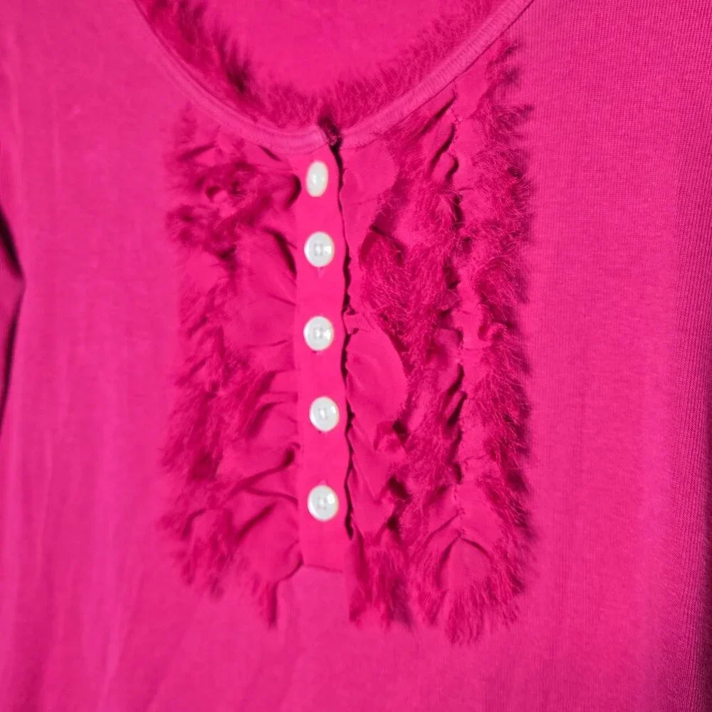 Banana Republic Womens Henley Long Sleeve Top Size Medium Fringe Boho Chic‎ Y2K